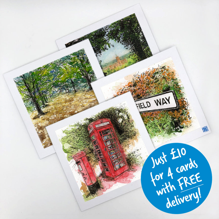 1026: Watercolour greetings card set 2