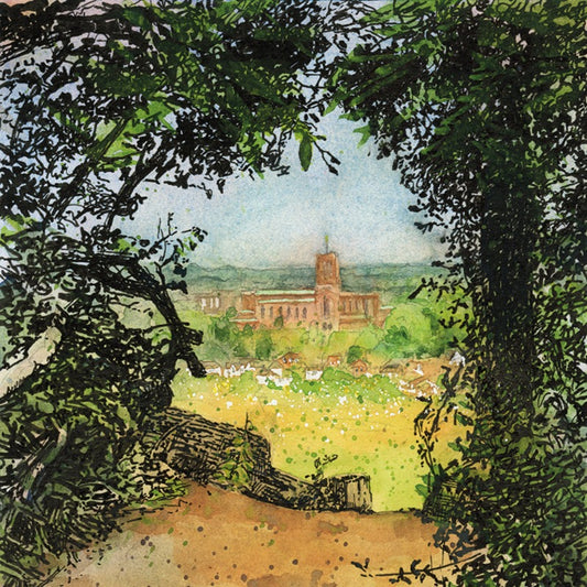 1022: Guildford cathedral and Onslow Village from the Hogs Back