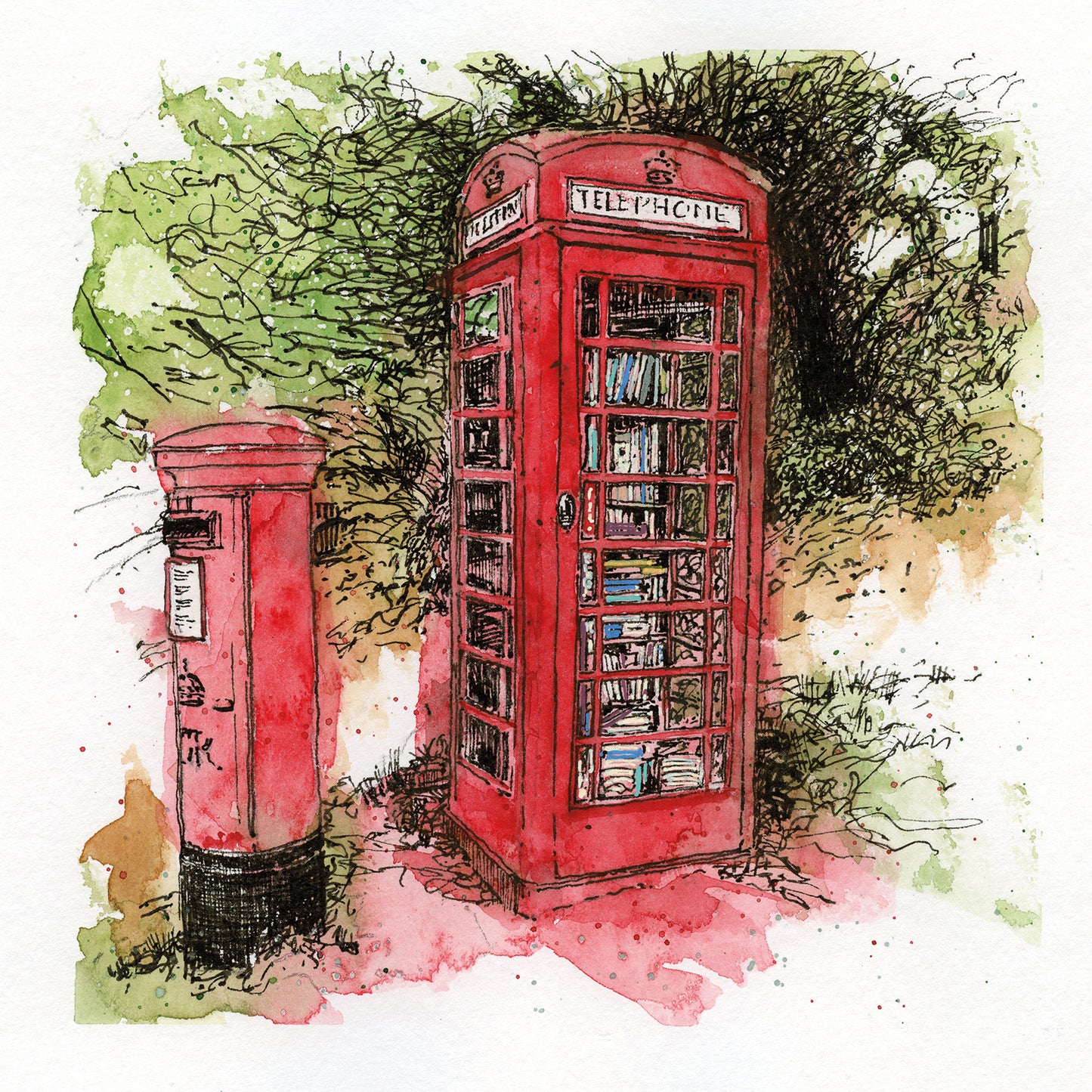 1023: 'Onslow Village bookswap' greetings card