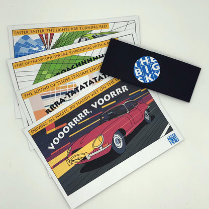 1010: Graphic cars postcard set